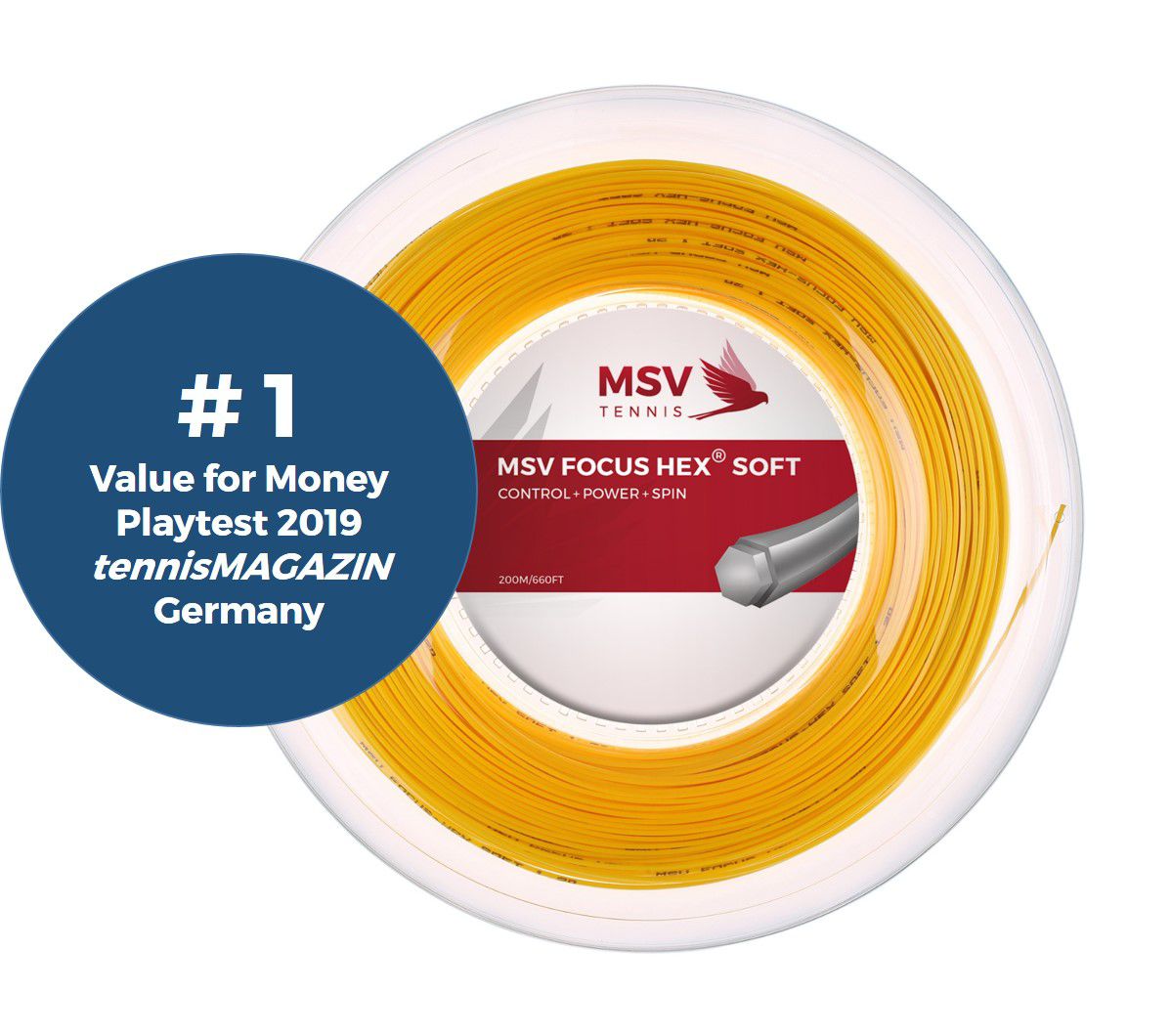 MSV Focus HEX® Soft Tennis String 200m 1,20mm yellow